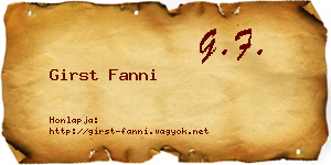 Girst Fanni névjegykártya